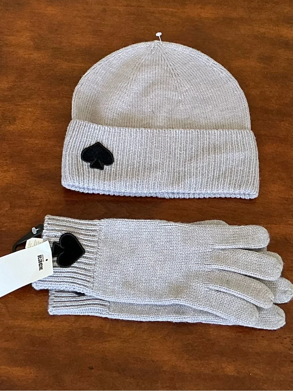 Kate Spade Flocked Spade Gloves and Hat
